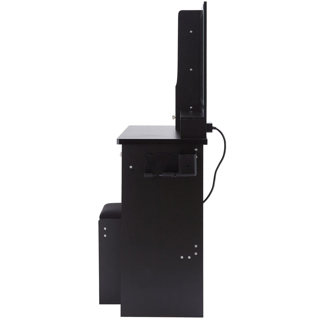Luxury Black MDF Vanity Table Set with LED Mirror.