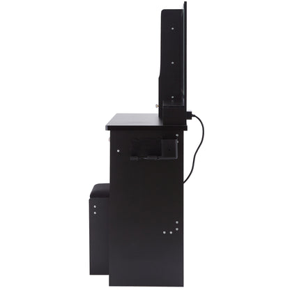 41' Large Size Left Drawer Desktop Vanity Table+Cushioned Stool Dresser Set, 2 AC+2 USB Power Station, Hair Dryer Stand, Extra Large Touch Control LED Mirror, 3-color Switch, EPA, GCC, UL Certificate