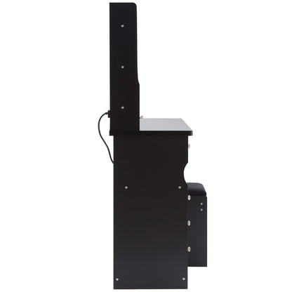 41' Large Size Left Drawer Desktop Vanity Table+Cushioned Stool Dresser Set, 2 AC+2 USB Power Station, Hair Dryer Stand, Extra Large Touch Control LED Mirror, 3-color Switch, EPA, GCC, UL Certificate