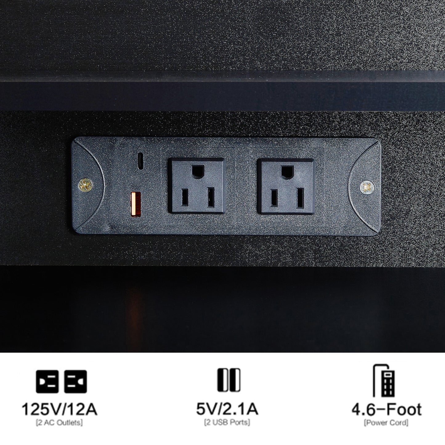 41' Large Size Left Drawer Desktop Vanity Table+Cushioned Stool Dresser Set, 2 AC+2 USB Power Station, Hair Dryer Stand, Extra Large Touch Control LED Mirror, 3-color Switch, EPA, GCC, UL Certificate