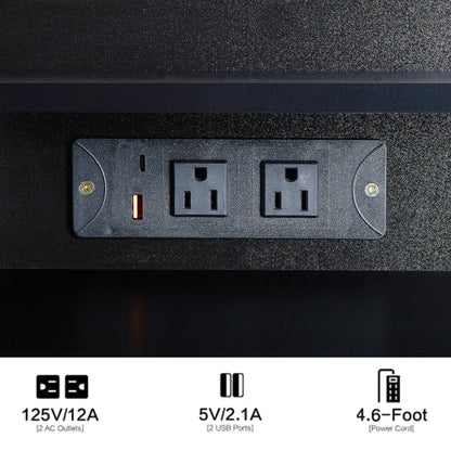 41' Large Size Left Drawer Desktop Vanity Table+Cushioned Stool Dresser Set, 2 AC+2 USB Power Station, Hair Dryer Stand, Extra Large Touch Control LED Mirror, 3-color Switch, EPA, GCC, UL Certificate