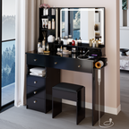 Luxury Black MDF Vanity Table Set with LED Mirror.