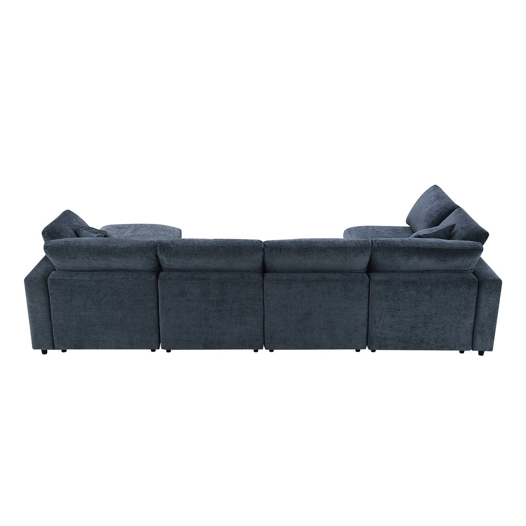 130*65' Modern Modular Cloud Sofa Bed, 6 Seat Chenille Sectional Couch Set with Ottoman,Free Combination,Convertible U Shaped Sleeper Sofa for Living Room, Apartment, 3 Colors - Groovy Boardz