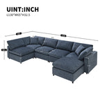 130*65' Modern Modular Cloud Sofa Bed, 6 Seat Chenille Sectional Couch Set with Ottoman,Free Combination,Convertible U Shaped Sleeper Sofa for Living Room, Apartment, 3 Colors - Groovy Boardz