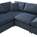 130*65' Modern Modular Cloud Sofa Bed, 6 Seat Chenille Sectional Couch Set with Ottoman,Free Combination,Convertible U Shaped Sleeper Sofa for Living Room, Apartment, 3 Colors - Groovy Boardz