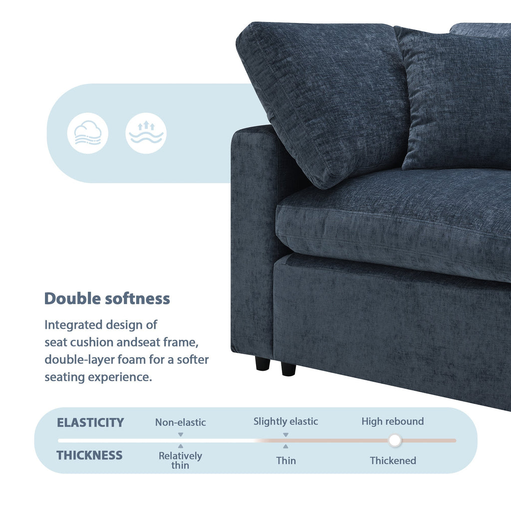 130*65' Modern Modular Cloud Sofa Bed, 6 Seat Chenille Sectional Couch Set with Ottoman,Free Combination,Convertible U Shaped Sleeper Sofa for Living Room, Apartment, 3 Colors - Groovy Boardz