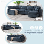 130*65' Modern Modular Cloud Sofa Bed, 6 Seat Chenille Sectional Couch Set with Ottoman,Free Combination,Convertible U Shaped Sleeper Sofa for Living Room, Apartment, 3 Colors - Groovy Boardz