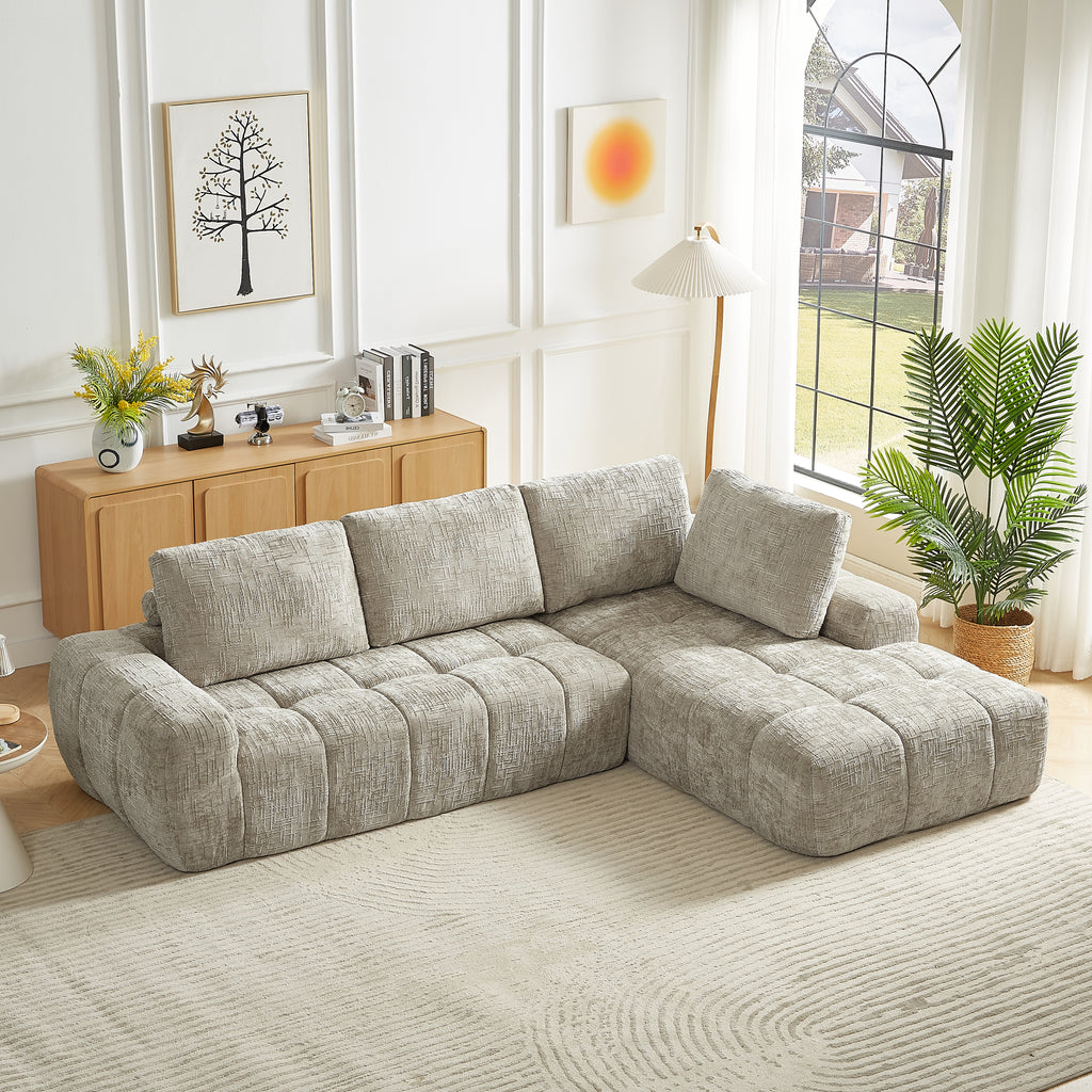 Chenille L-Shape Luxury Sectional Oversized Sofa,Mnimalist Design,Comfy Sleeper Couch for Living Room,Apartment&Reception Spaces,No Assembly Required Sectional Sofa
