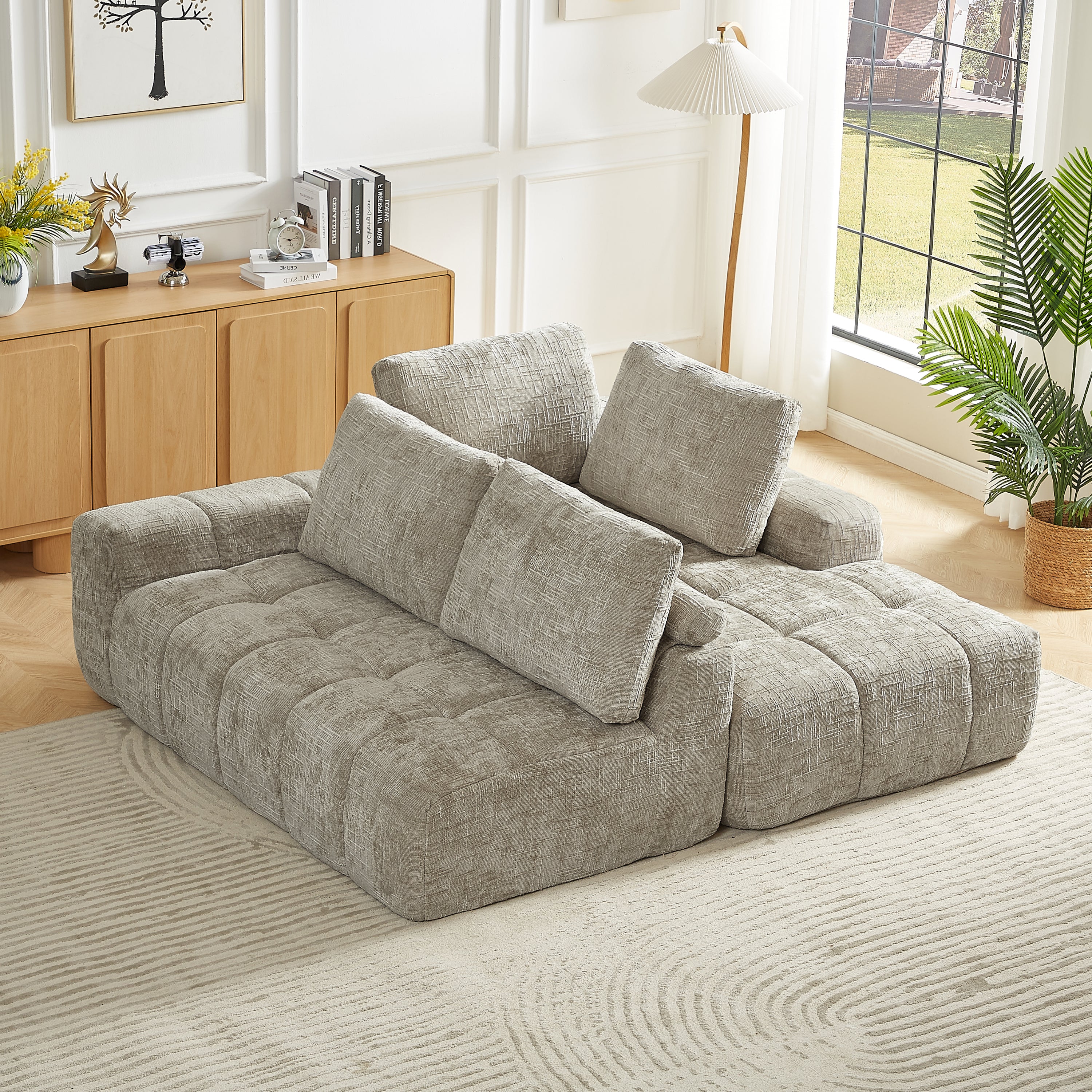 Chenille L-Shape Luxury Sectional Oversized Sofa,Mnimalist Design,Comfy Sleeper Couch for Living Room,Apartment&Reception Spaces,No Assembly Required Sectional Sofa