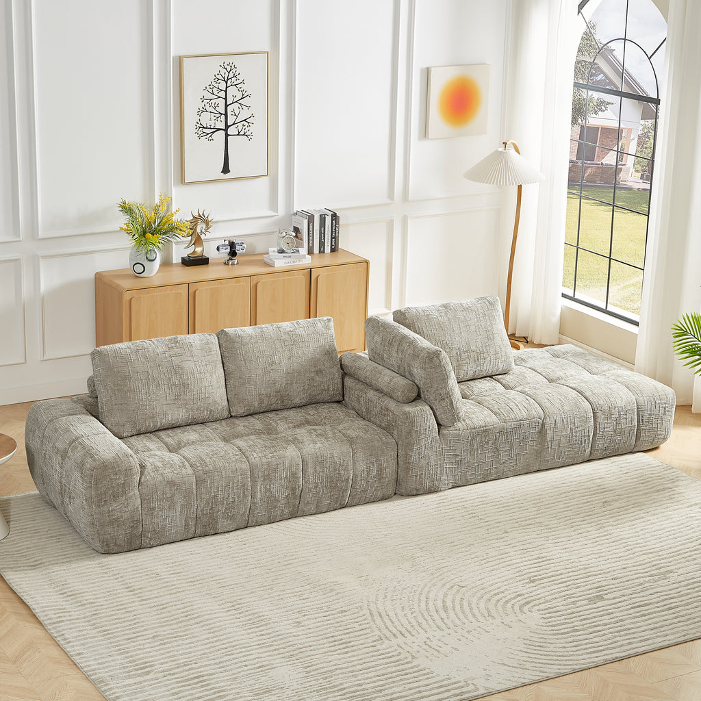 Chenille L-Shape Luxury Sectional Oversized Sofa,Mnimalist Design,Comfy Sleeper Couch for Living Room,Apartment&Reception Spaces,No Assembly Required Sectional Sofa