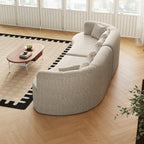 Curved Sectional Sofa, 106.3-inch Oversized Modern Bone-Free Cloud Sofa with 6 Pillows Luxury Chenille Four-Seater Memory Foam Sofa with Deep Seat Design,Light khaki Sectional Sofa