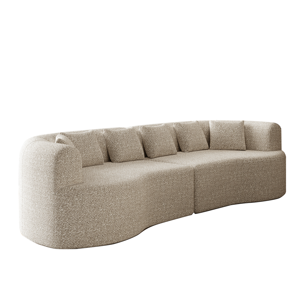 Curved Sectional Sofa, 106.3-inch Oversized Modern Bone-Free Cloud Sofa with 6 Pillows Luxury Chenille Four-Seater Memory Foam Sofa with Deep Seat Design,Light khaki Sectional Sofa