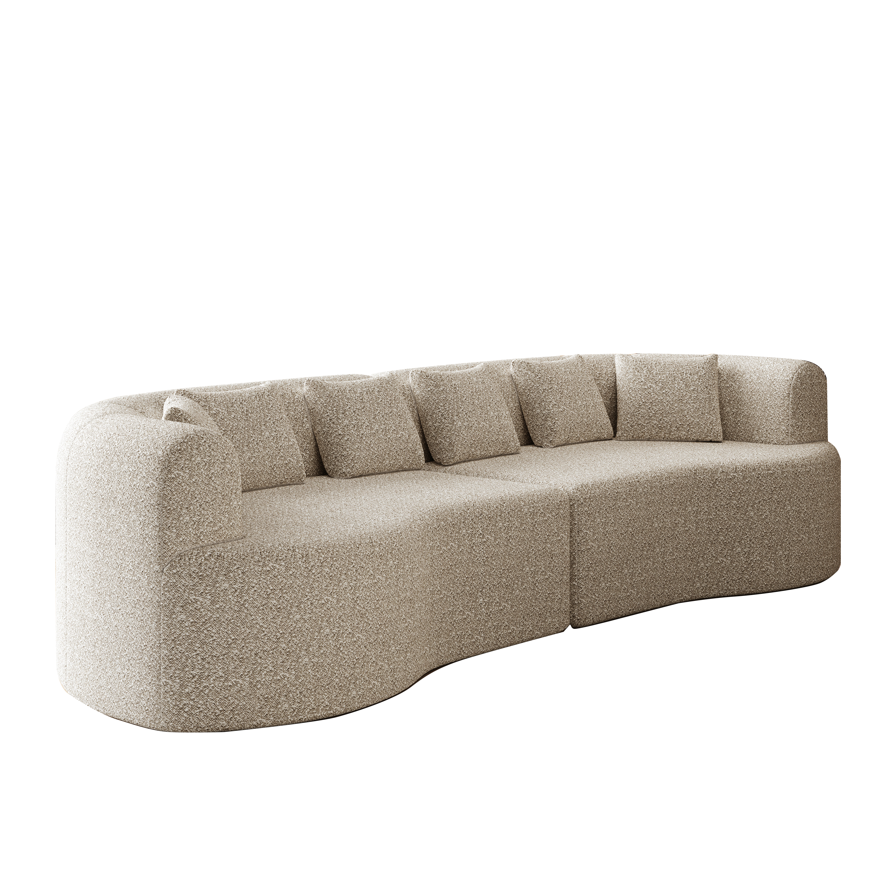 Curved Sectional Sofa, 106.3-inch Oversized Modern Bone-Free Cloud Sofa with 6 Pillows Luxury Chenille Four-Seater Memory Foam Sofa with Deep Seat Design,Light khaki Sectional Sofa