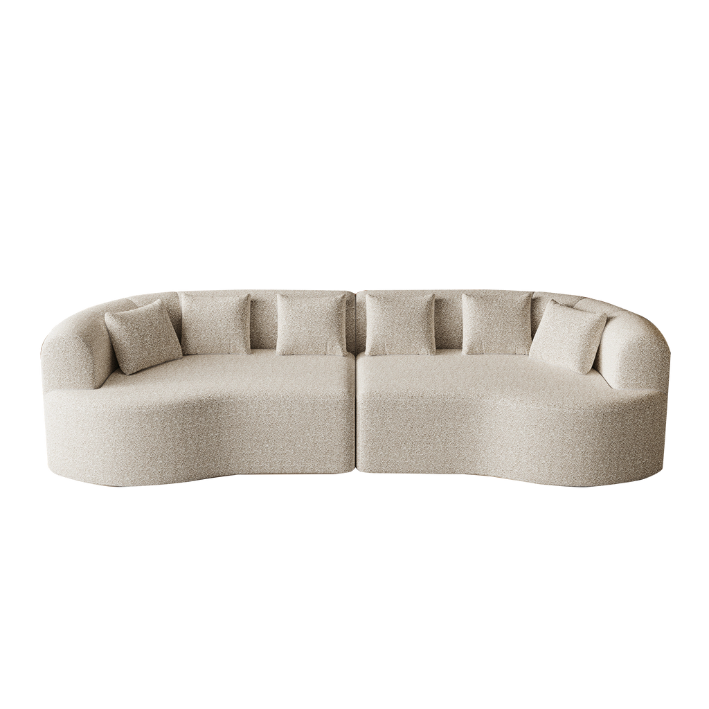 Curved Sectional Sofa, 106.3-inch Oversized Modern Bone-Free Cloud Sofa with 6 Pillows Luxury Chenille Four-Seater Memory Foam Sofa with Deep Seat Design,Light khaki Sectional Sofa