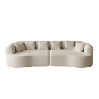Curved Sectional Sofa, 106.3-inch Oversized Modern Bone-Free Cloud Sofa with 6 Pillows Luxury Chenille Four-Seater Memory Foam Sofa with Deep Seat Design,Light khaki Sectional Sofa