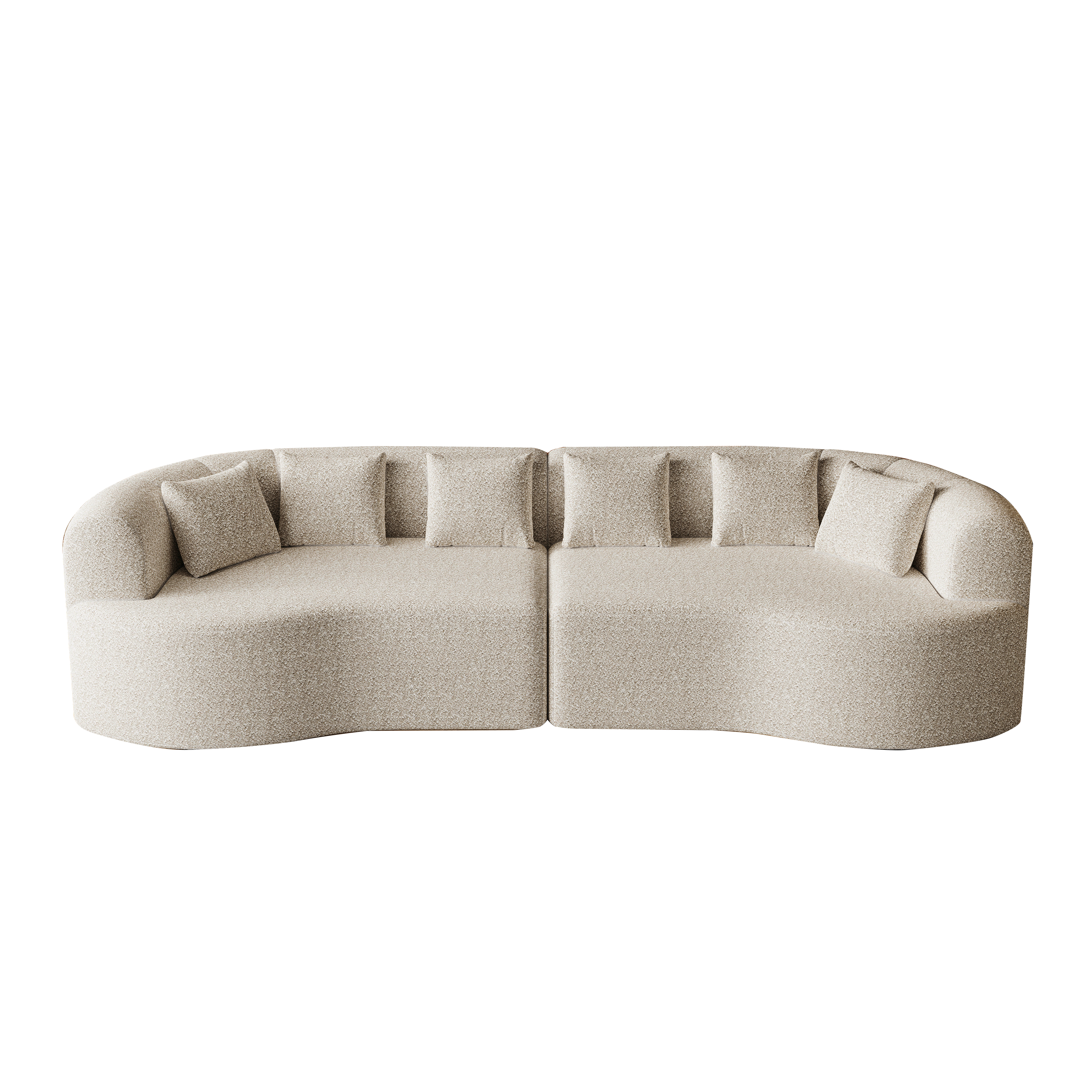 Curved Sectional Sofa, 106.3-inch Oversized Modern Bone-Free Cloud Sofa with 6 Pillows Luxury Chenille Four-Seater Memory Foam Sofa with Deep Seat Design,Light khaki Sectional Sofa