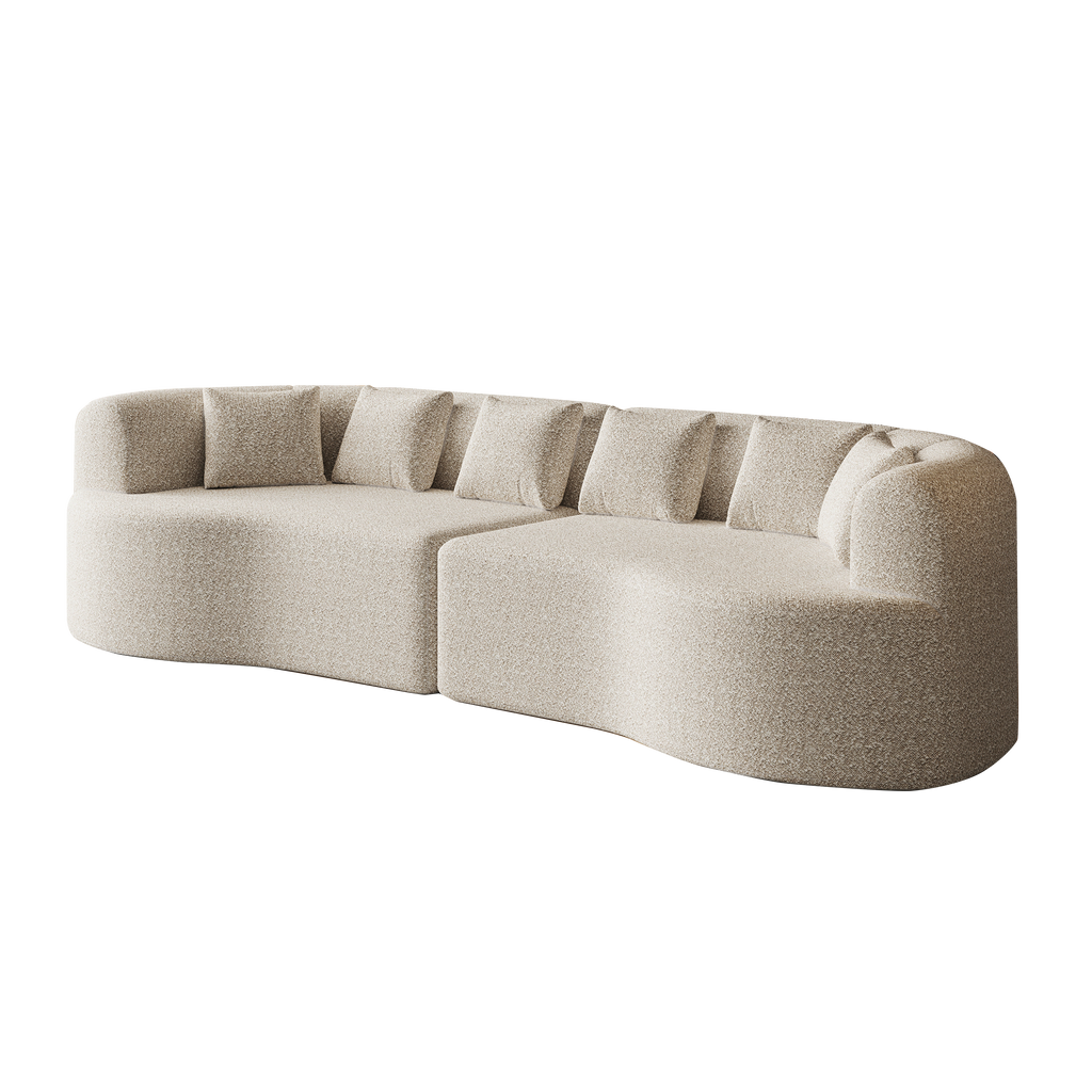 Curved Sectional Sofa, 106.3-inch Oversized Modern Bone-Free Cloud Sofa with 6 Pillows Luxury Chenille Four-Seater Memory Foam Sofa with Deep Seat Design,Light khaki Sectional Sofa
