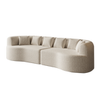 Curved Sectional Sofa, 106.3-inch Oversized Modern Bone-Free Cloud Sofa with 6 Pillows Luxury Chenille Four-Seater Memory Foam Sofa with Deep Seat Design,Light khaki Sectional Sofa