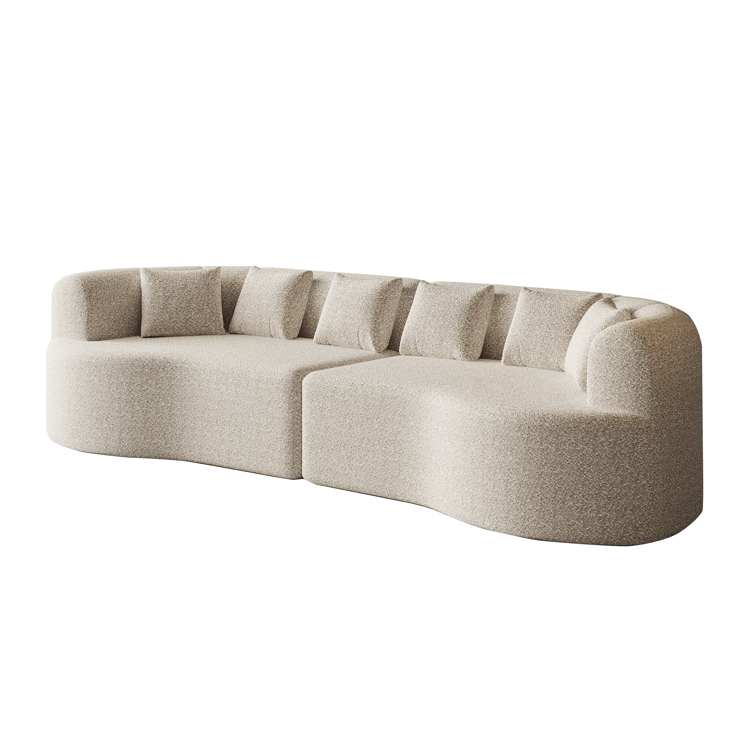 Curved Sectional Sofa, 106.3-inch Oversized Modern Bone-Free Cloud Sofa with 6 Pillows Luxury Chenille Four-Seater Memory Foam Sofa with Deep Seat Design,Light khaki Sectional Sofa