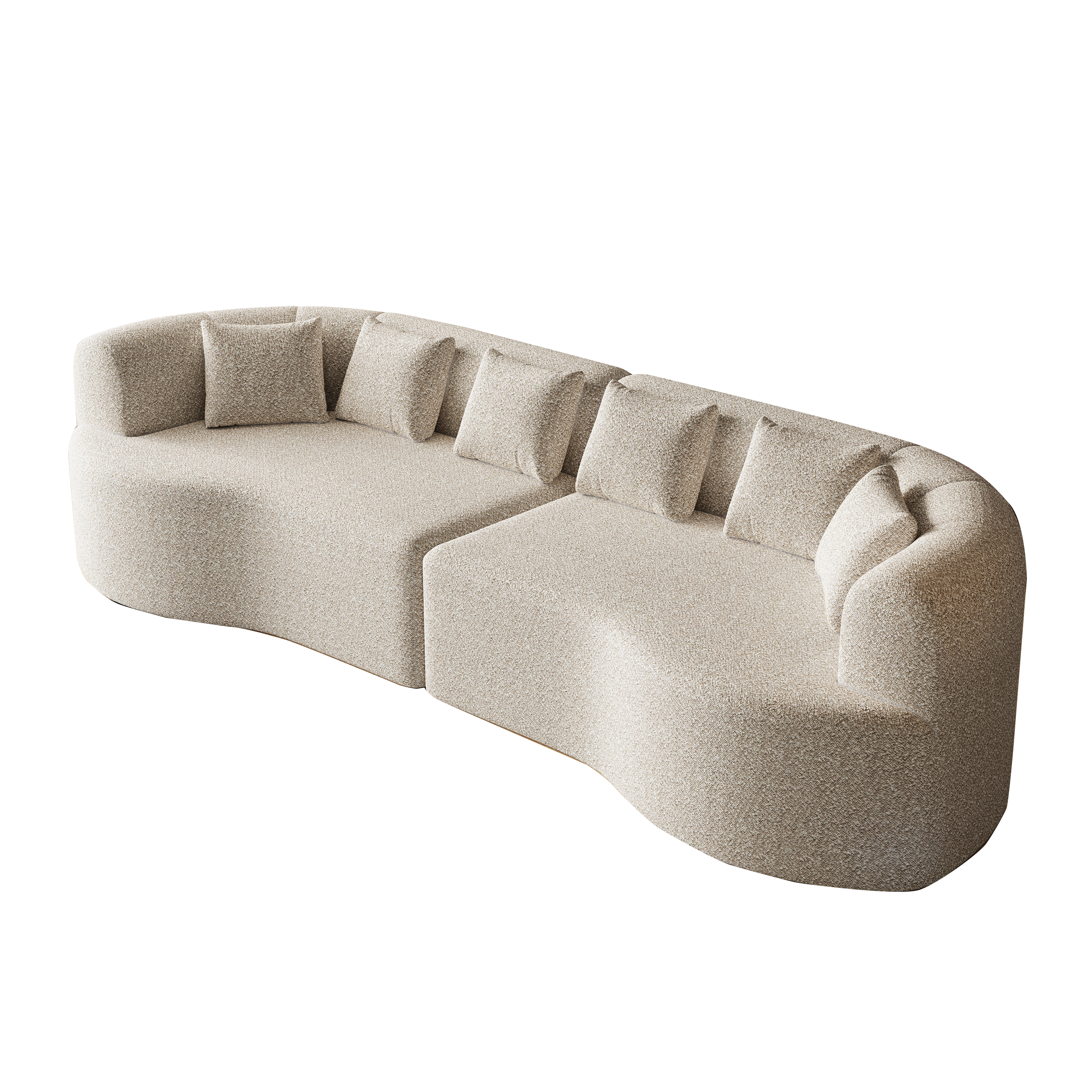 Curved Sectional Sofa, 106.3-inch Oversized Modern Bone-Free Cloud Sofa with 6 Pillows Luxury Chenille Four-Seater Memory Foam Sofa with Deep Seat Design,Light khaki Sectional Sofa