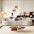 Curved Sectional Sofa, 106.3-inch Oversized Modern Bone-Free Cloud Sofa with 6 Pillows Luxury Chenille Four-Seater Memory Foam Sofa with Deep Seat Design,Light khaki Sectional Sofa