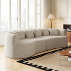 Curved Sectional Sofa, 106.3-inch Oversized Modern Bone-Free Cloud Sofa with 6 Pillows Luxury Chenille Four-Seater Memory Foam Sofa with Deep Seat Design,Light khaki Sectional Sofa