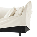 Luxury Cream Chenille Armchair With Wide Ottoman Set.