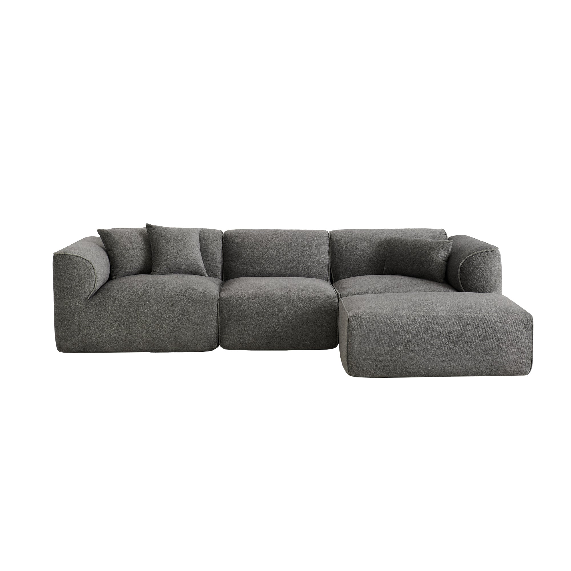 U_Style Luxury living room double-needle cut velvet sofa, 4-seater with pure sponge seat cushions and a detachable footstool, includes 3 throw pillows. Ideal for living rooms, apartments, and more.