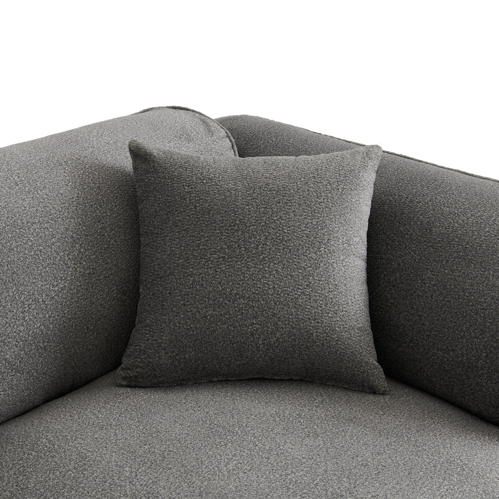 U_Style Luxury living room double-needle cut velvet sofa, 4-seater with pure sponge seat cushions and a detachable footstool, includes 3 throw pillows. Ideal for living rooms, apartments, and more.