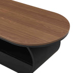 Luxury Industrial Oval Coffee Table, 47.24'' Coffee Table with Storage Drawer, Black Metal Center Table for Living Room