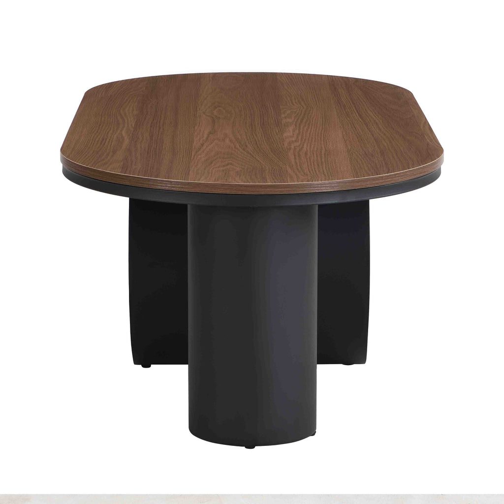 Luxury Industrial Oval Coffee Table, 47.24'' Coffee Table with Storage Drawer, Black Metal Center Table for Living Room