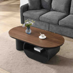 Luxury Industrial Oval Coffee Table, 47.24'' Coffee Table with Storage Drawer, Black Metal Center Table for Living Room