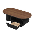 Luxury Industrial Oval Coffee Table, 47.24'' Coffee Table with Storage Drawer, Black Metal Center Table for Living Room