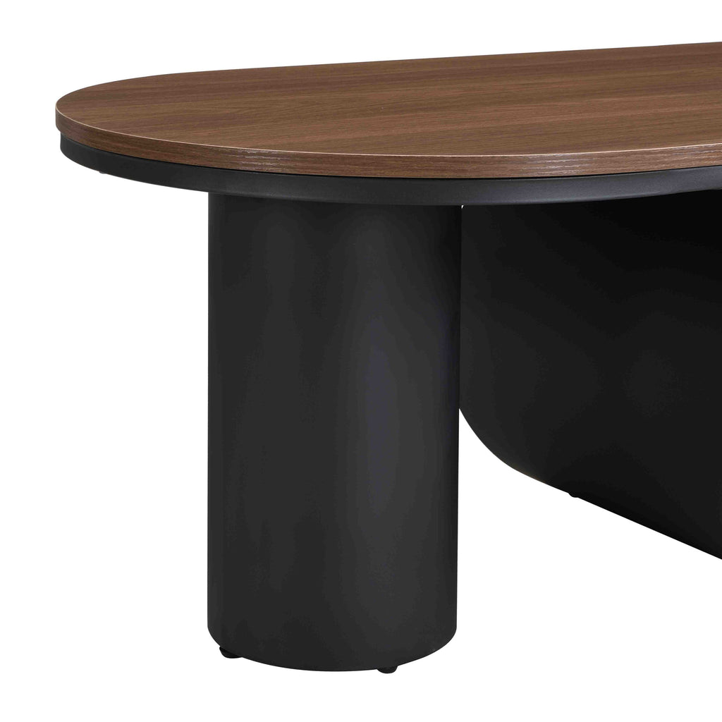 Luxury Industrial Oval Coffee Table, 47.24'' Coffee Table with Storage Drawer, Black Metal Center Table for Living Room