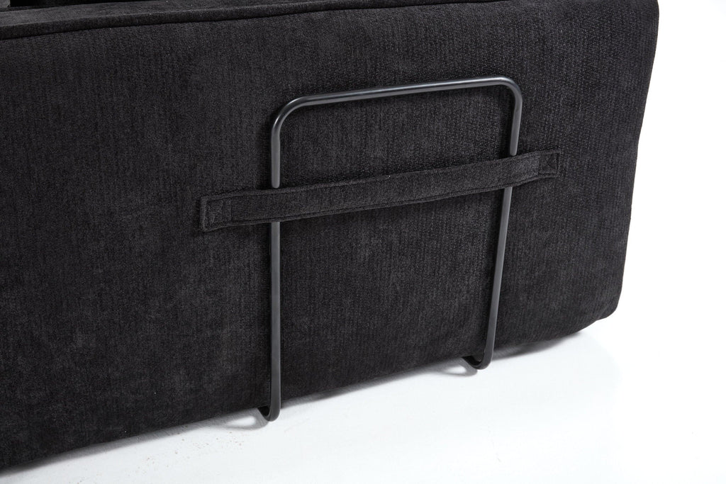 Luxury Minimalist Black Fabric Sectional Sofa with Chaise.