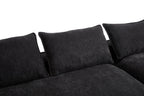 Luxury Minimalist Black Fabric Sectional Sofa with Chaise.