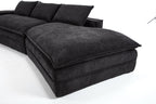 Luxury Minimalist Black Fabric Sectional Sofa with Chaise.