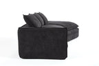 Luxury Minimalist Black Fabric Sectional Sofa with Chaise.