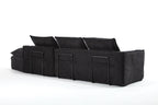 Luxury Minimalist Black Fabric Sectional Sofa with Chaise.