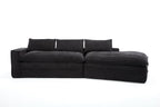 Luxury Minimalist Black Fabric Sectional Sofa with Chaise.