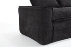 Modern Minimalist Modular Sectional Sofa with Deep Seats and Right Facing Chaise, Black Upholstered Fabric