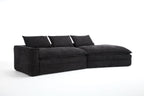 Modern Minimalist Modular Sectional Sofa with Deep Seats and Right Facing Chaise, Black Upholstered Fabric