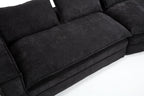 Modern Minimalist Modular Sectional Sofa with Deep Seats and Right Facing Chaise, Black Upholstered Fabric