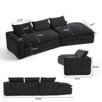 Luxury Minimalist Black Fabric Sectional Sofa with Chaise.