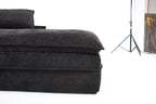 Luxury Minimalist Black Fabric Sectional Sofa with Chaise.