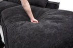 Luxury Minimalist Black Fabric Sectional Sofa with Chaise.
