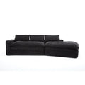 Luxury Minimalist Black Fabric Sectional Sofa with Chaise.