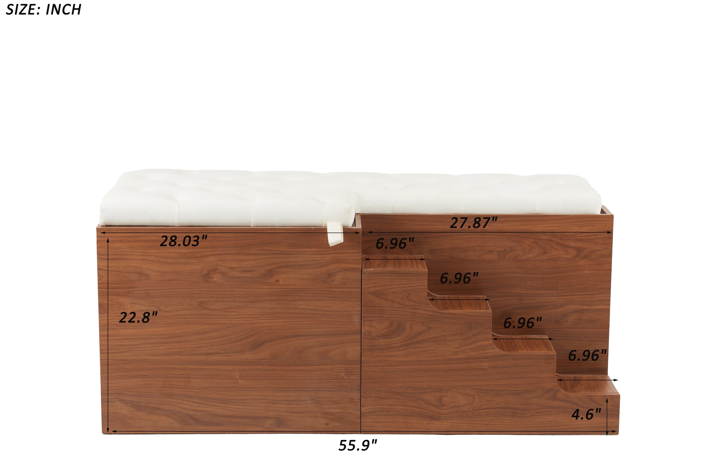 56'L, Furniture Style 2 in 1 Dog Crate with Padded Seat, Sliding Barn Door, Luxury Wooden Dog Kennel, End of Bed Bench Ottoman with Removable Cushion for Bedroom, Living Room, Walnut