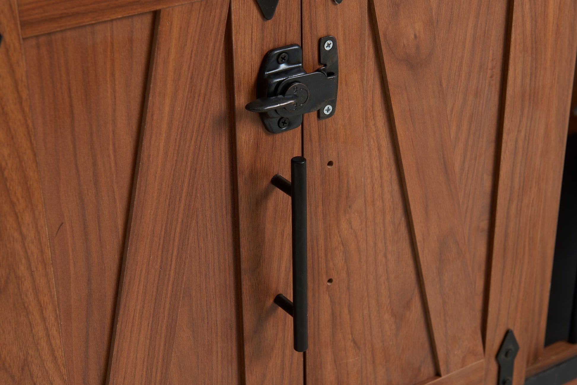 56'L, Furniture Style 2 in 1 Dog Crate with Padded Seat, Sliding Barn Door, Luxury Wooden Dog Kennel, End of Bed Bench Ottoman with Removable Cushion for Bedroom, Living Room, Walnut