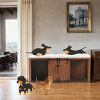 56'L, Furniture Style 2 in 1 Dog Crate with Padded Seat, Sliding Barn Door, Luxury Wooden Dog Kennel, End of Bed Bench Ottoman with Removable Cushion for Bedroom, Living Room, Walnut